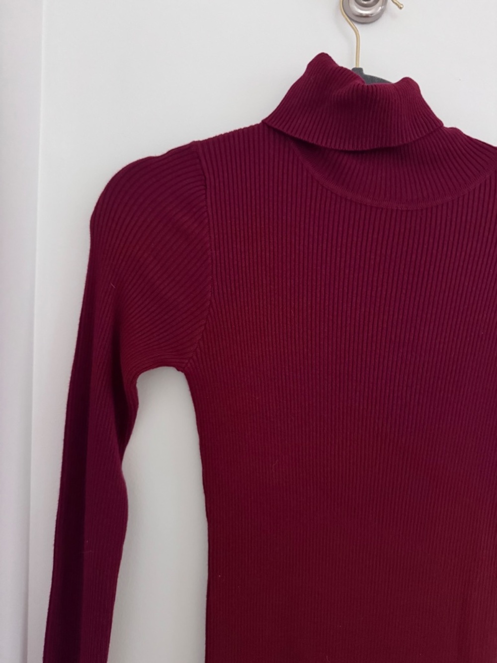 Red Turtleneck Ribbed Dress - Picture 4 of 4